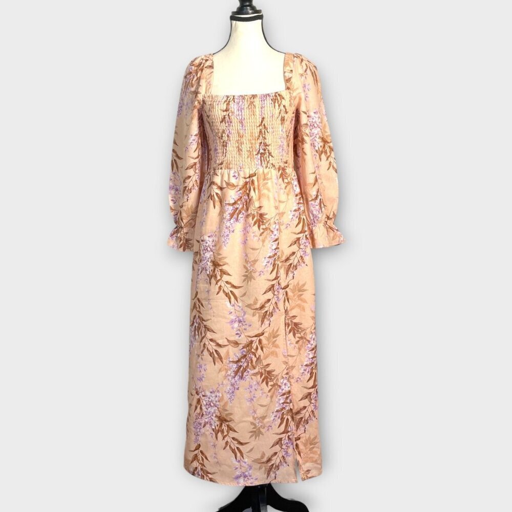 HOUSE OF HARLOW 1960 Midi Dress Sz SMALL Linen Blend Cottagecore